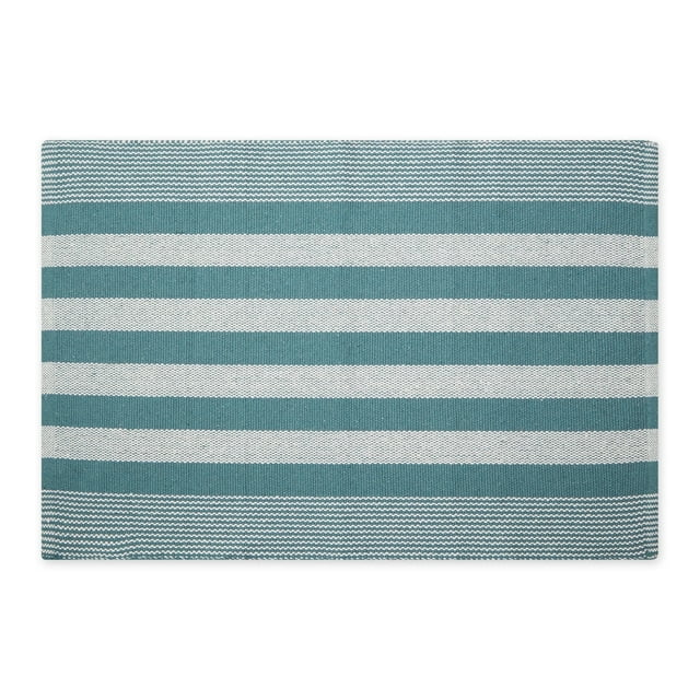 Smoke Blue Cabana Stripe Handwoven Recycled Yarn Rug 2x3 Ft