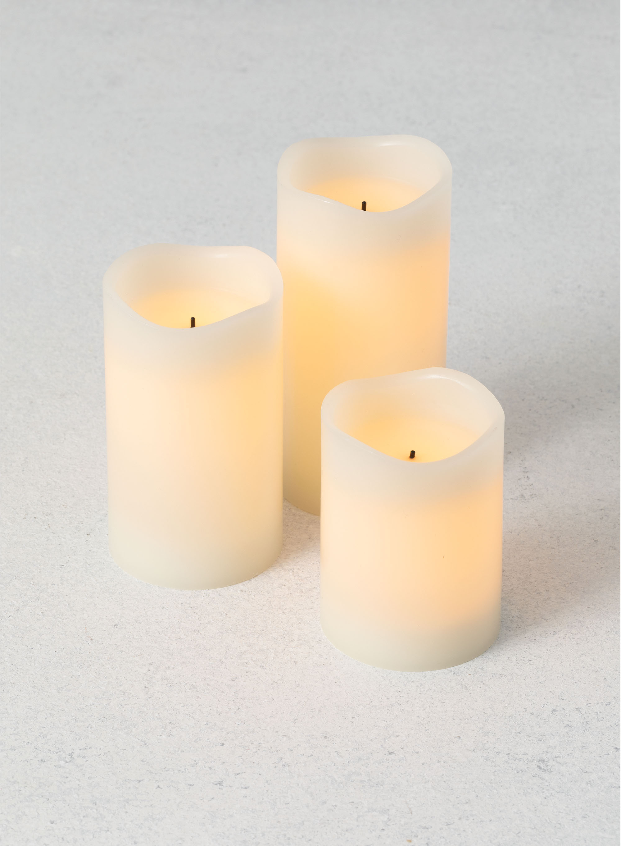 Smooth LED Pillar Candle -  Set of 3