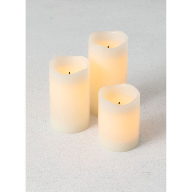 Smooth LED Pillar Candle -  Set of 3