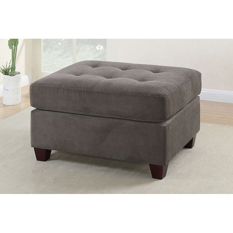 Poundex Furniture Fabric Cocktail Ottoman in Charcoal Gray Color