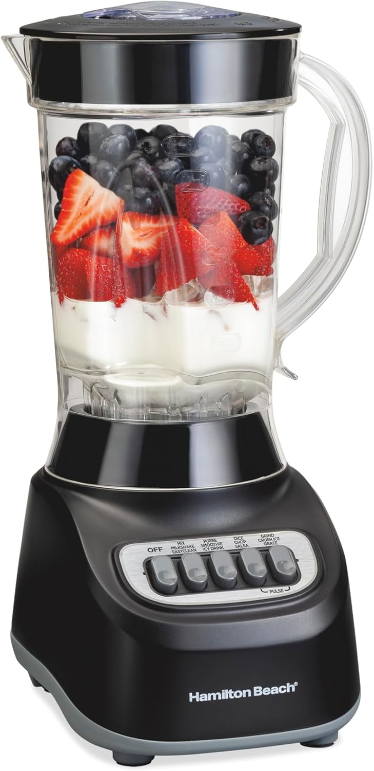 Hamilton Beach Smoothie Blender, 48 oz. Jar, Stainless Steel Blade, High Speed, Great for Shakes and Smoothies, Black