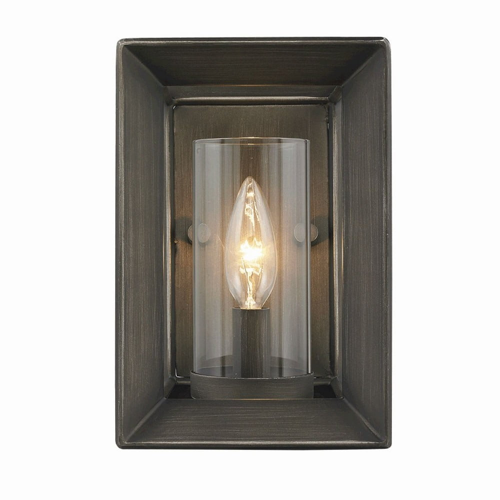 Golden Lighting Smyth 1-Light Wall Sconce in Gunmetal Bronze with Clear Glass