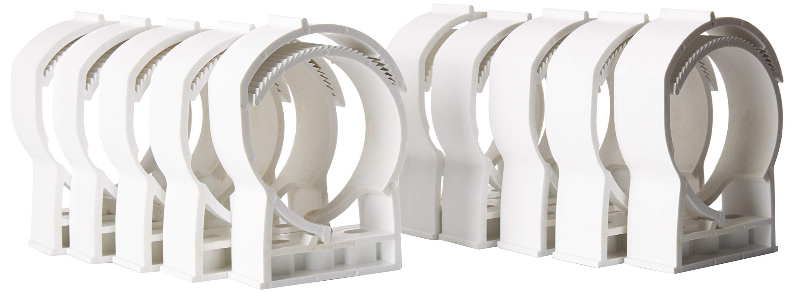 SnapnStrut 101-115HSPP White 10pack White Surface Mount Polypropylene Pipe Hanger, American Made for 4 inch Pipe, one-Piece Hanger for Pipes, Cable, or Conduit.