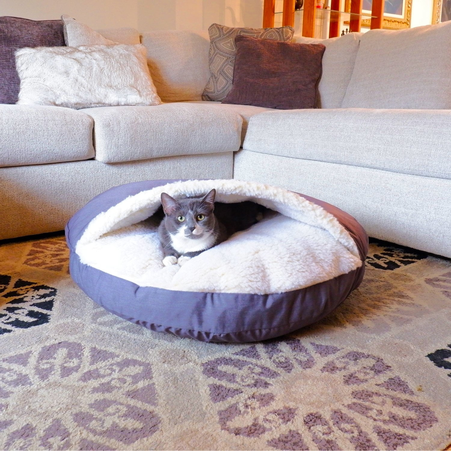 Snoozer Cozy Cave Dog Bed, Small, Heather Gray, Hooded Nesting Dog Bed
