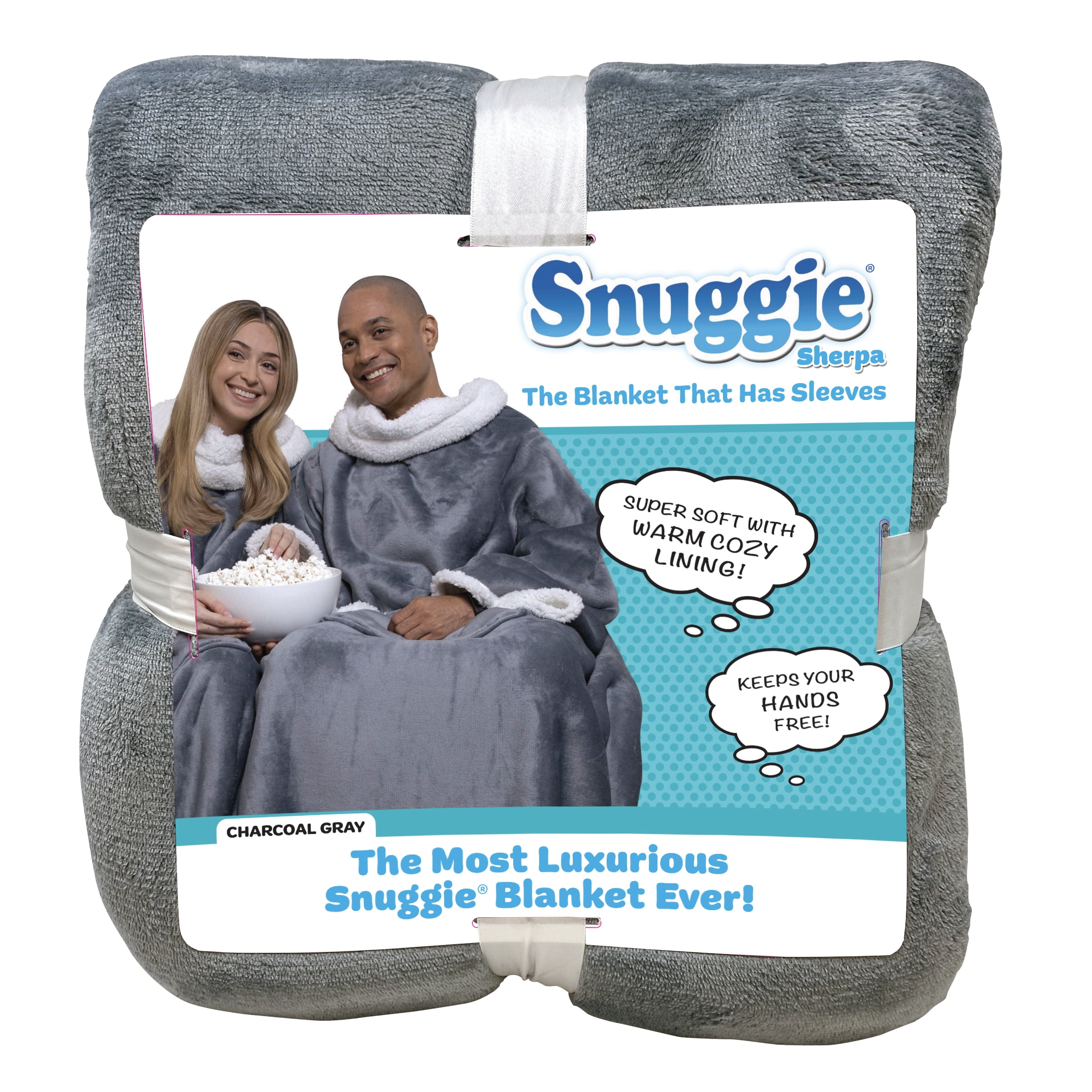 Snuggie Sherpa the Original Wearable Blanket with Sleeves, Adult Size, Charcoal
