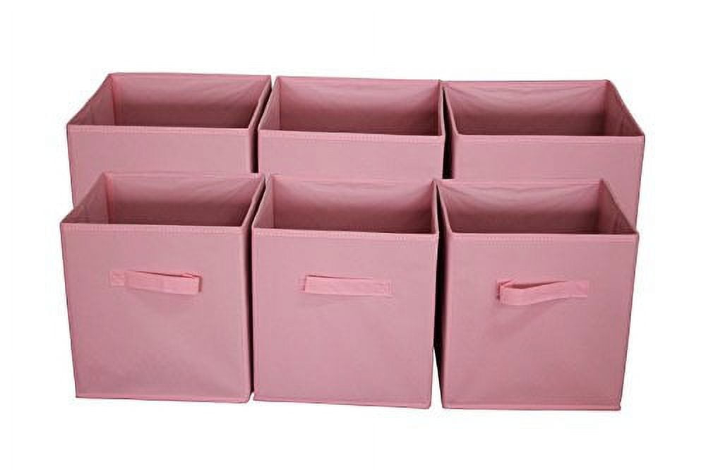 Sodynee FBA_SCB6PI Foldable Cloth Storage Cube Basket Bins Organizer Containers Drawers, 6 Pack, 11 x 10.5 x 10.5 in, New Pink