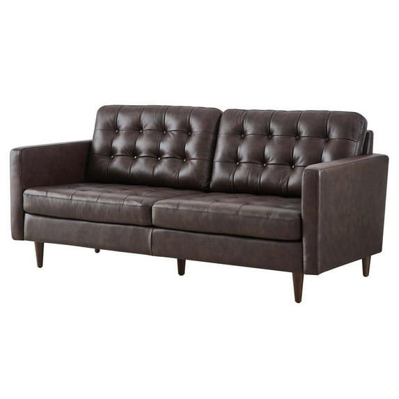 Exalt Tufted Vegan Leather Sofa-EEI-6099-BRN