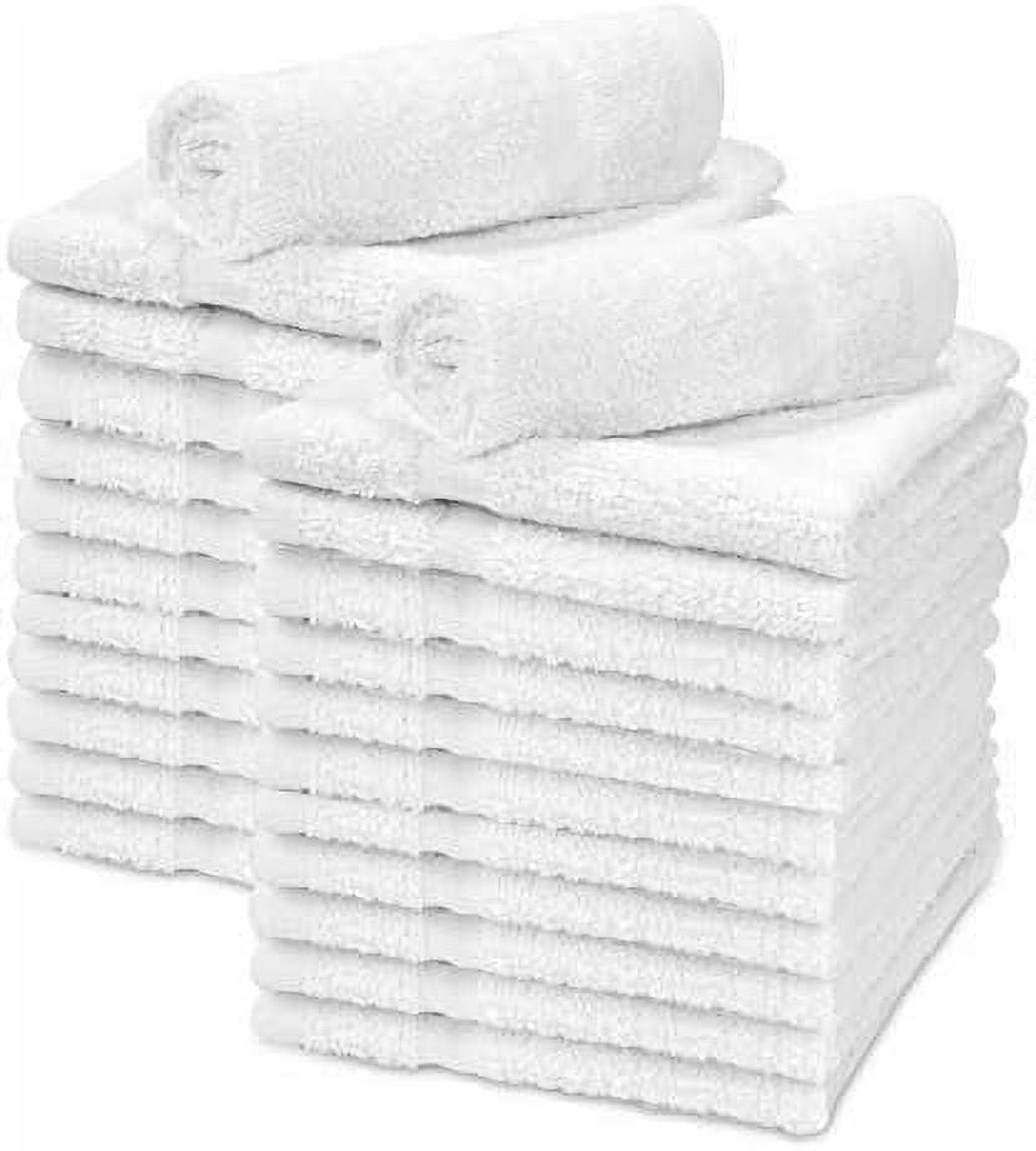Soft Textiles 24-Pack White Washcloths, 100% Cotton Towel Baby Face Cloth