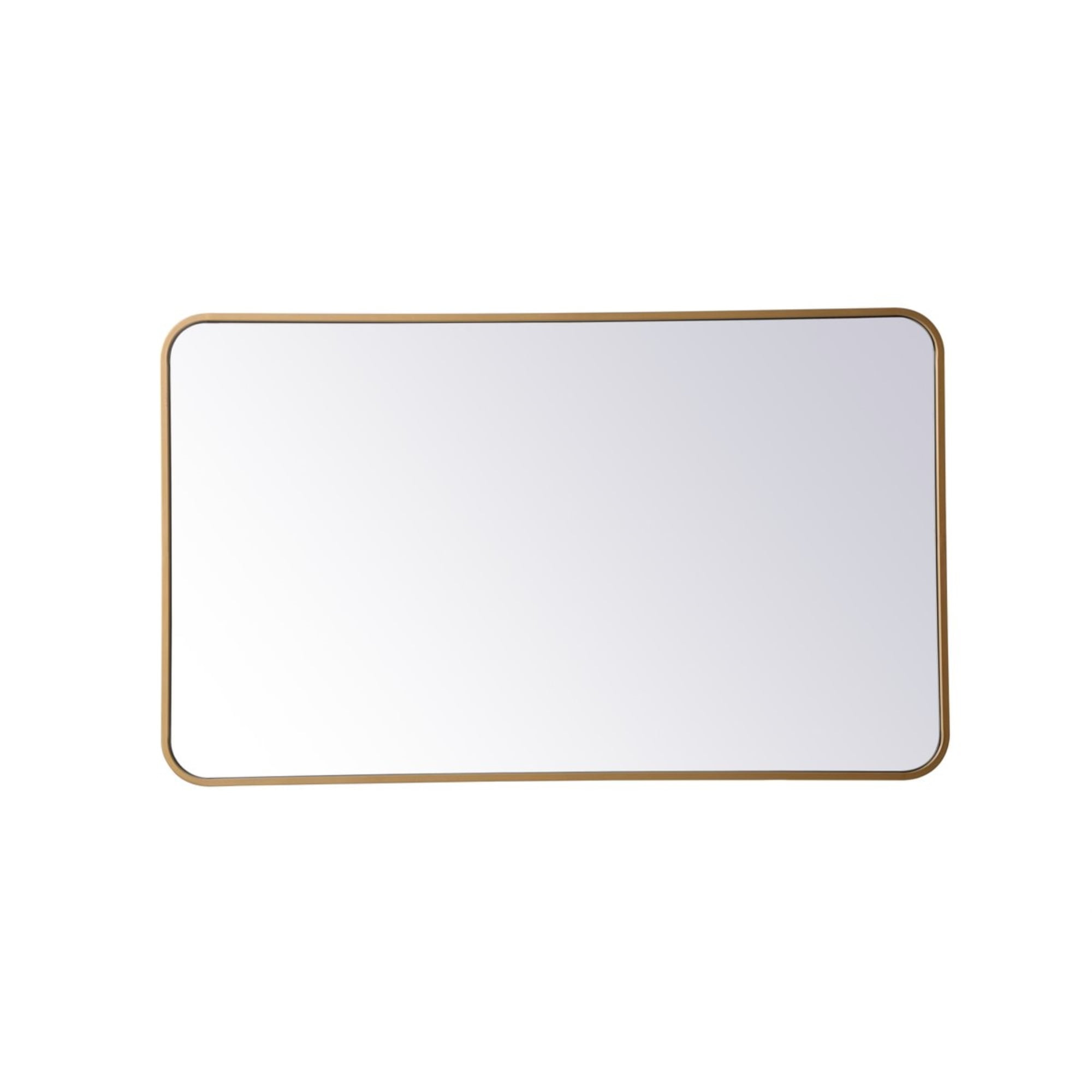 Soft corner metal rectangular mirror 24x40 inch in Brass