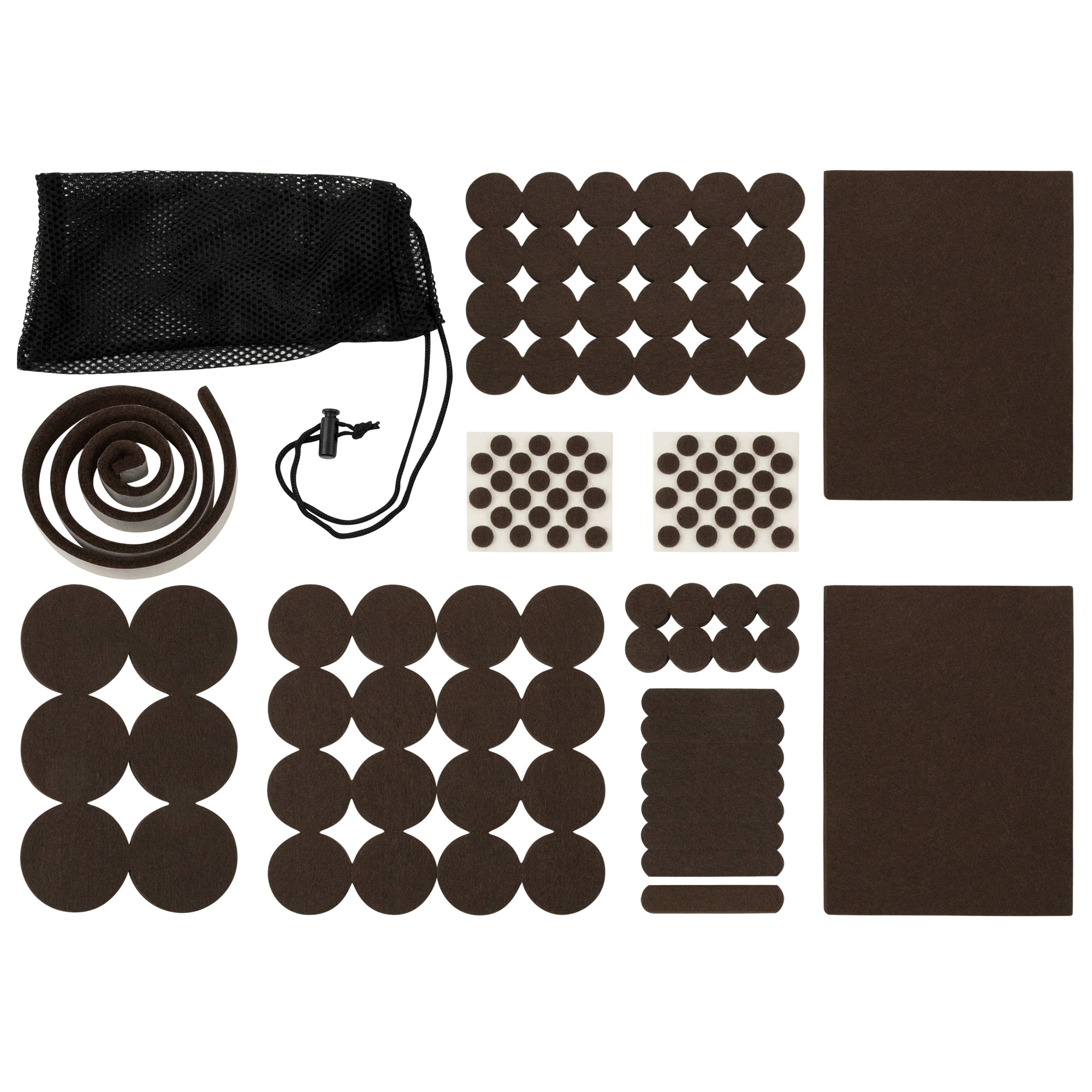 SoftTouch Assorted Self-Stick Felt Furniture Pads With Bumpers Kit - Effortless Moving and Surface Protection, Brown (108 Pack)