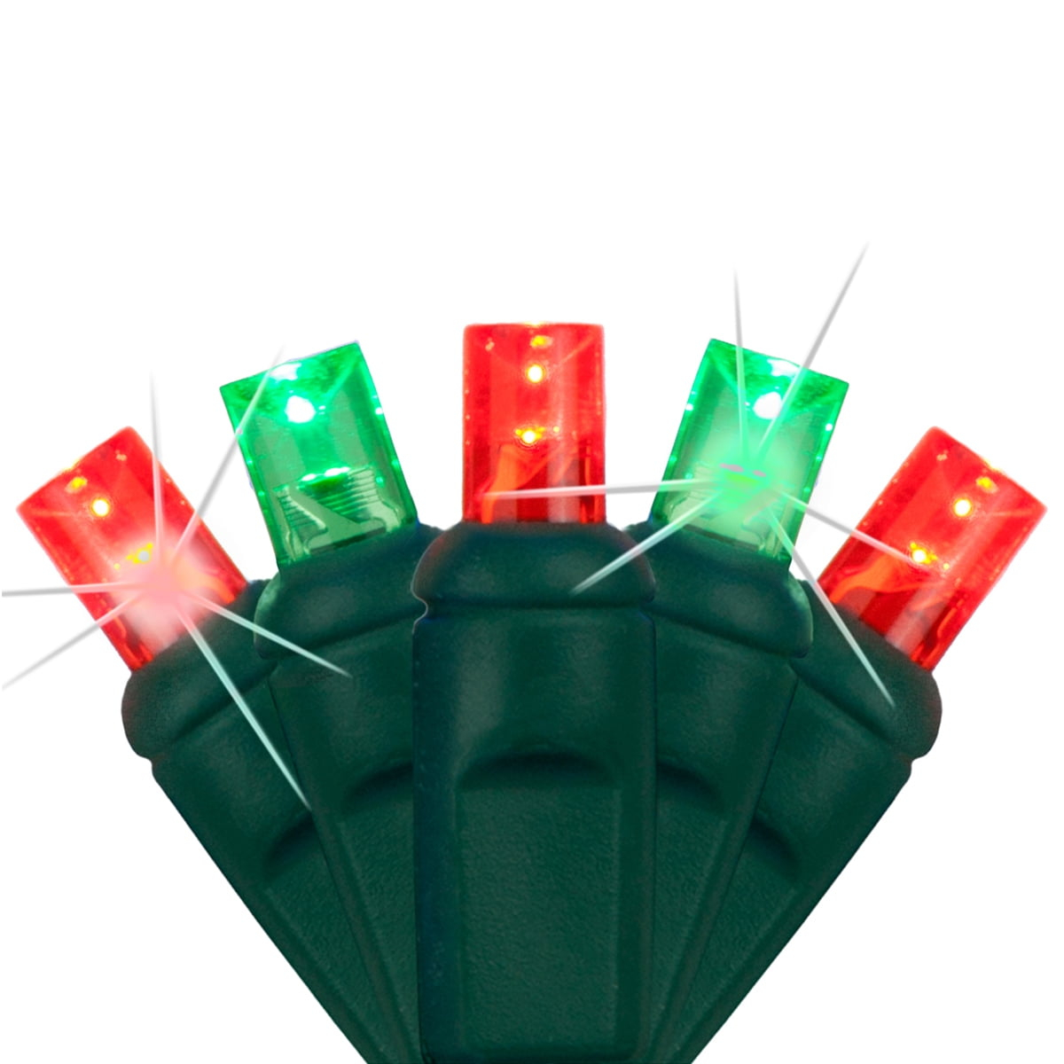 SoftTwinkle LED Red and Green Christmas Mini Twinkle Lights, 50 CT, 17 ft, Green Wire, Connectable