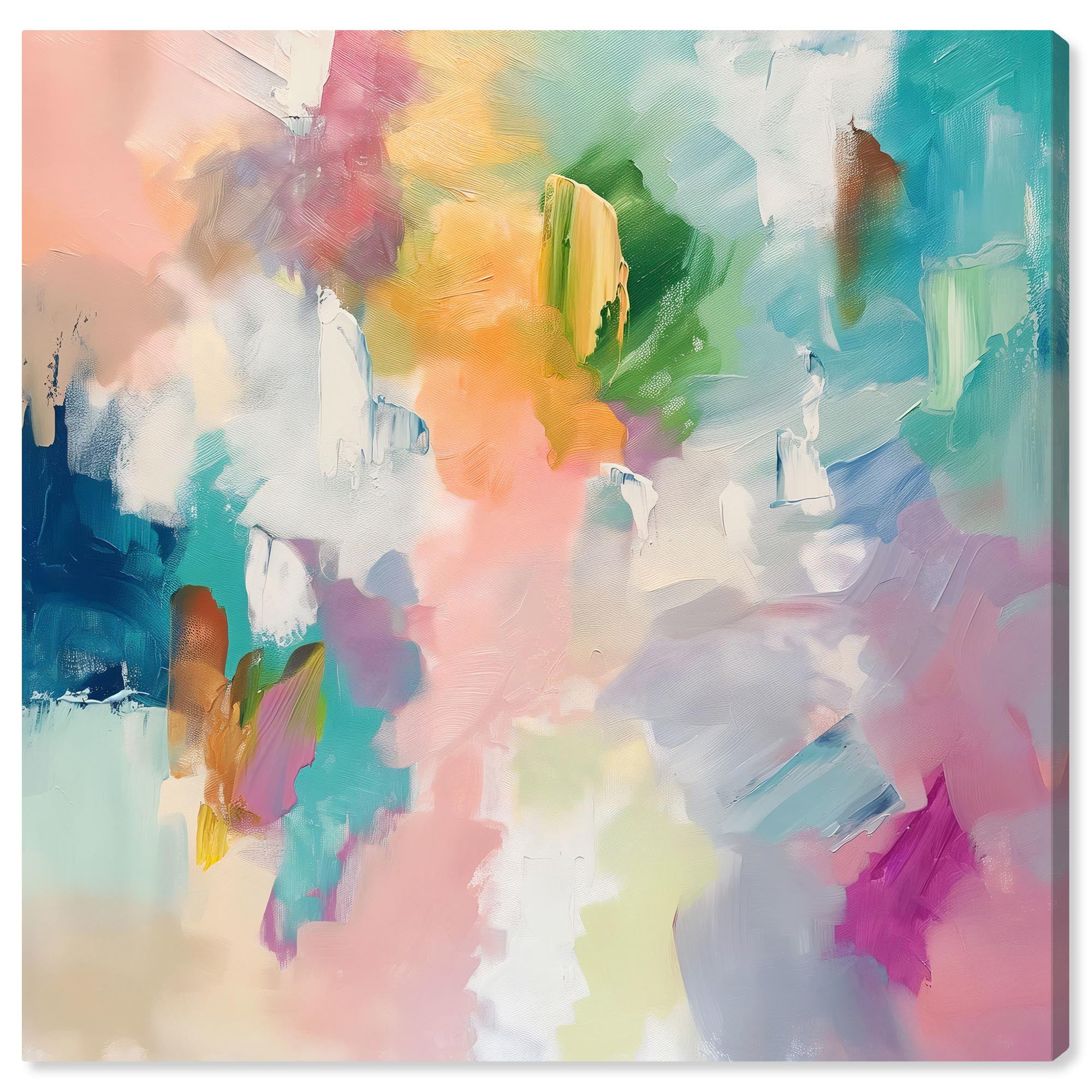 Softly Woven Brush Canvas Modern Colorful Art by Art Remedy, Gallery Wrapped, 20" x 20"