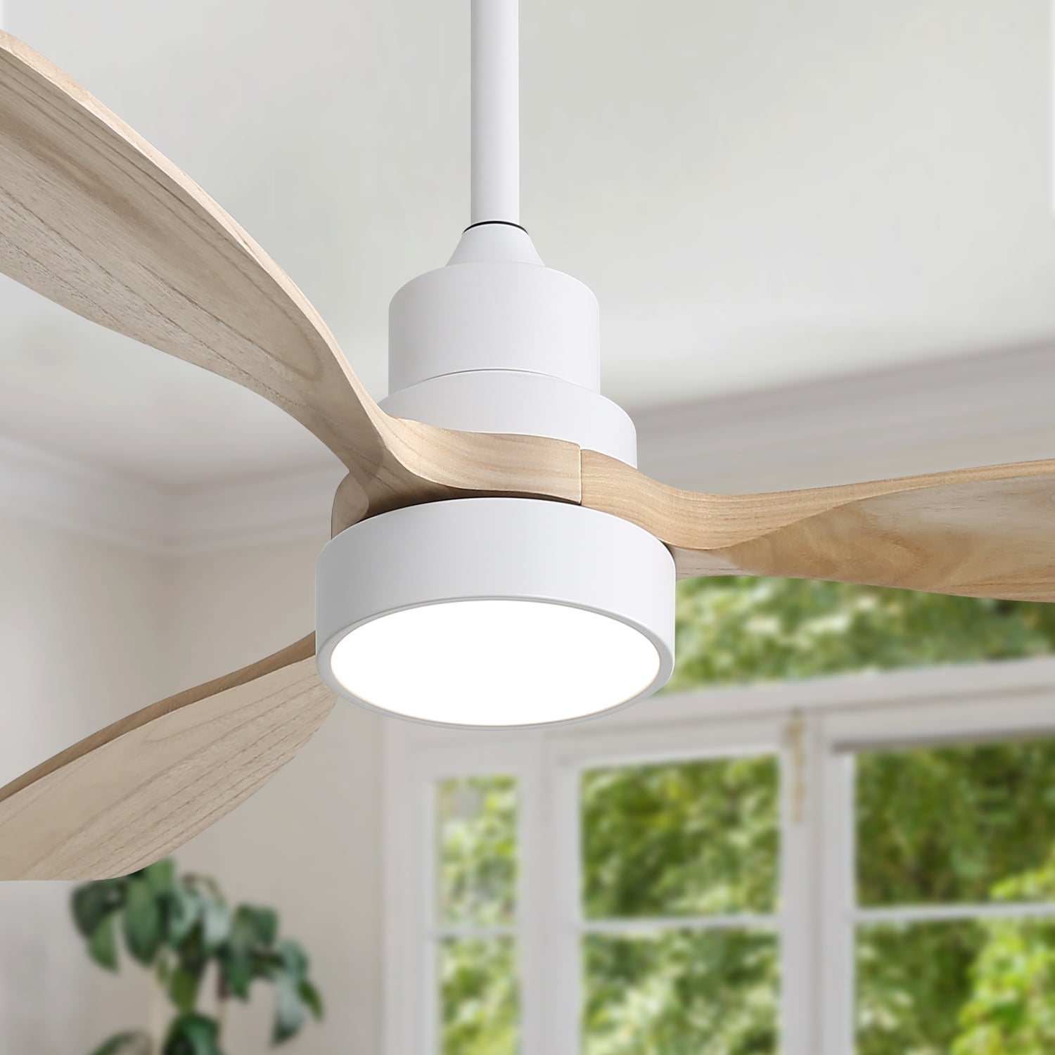 Sofucor 48" Wood Ceiling Fan with Light and Remote Control