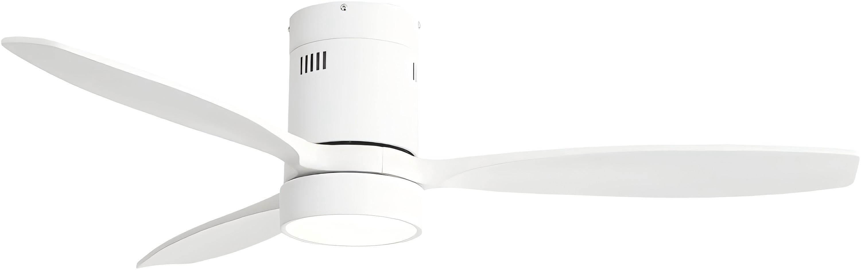 Sofucor 52 inch Wood Low Profile White Ceiling Fans with Lights and Remote, Modern Flush Mount Quiet Ceiling Fan for Bedroom, Reversible DC Moto