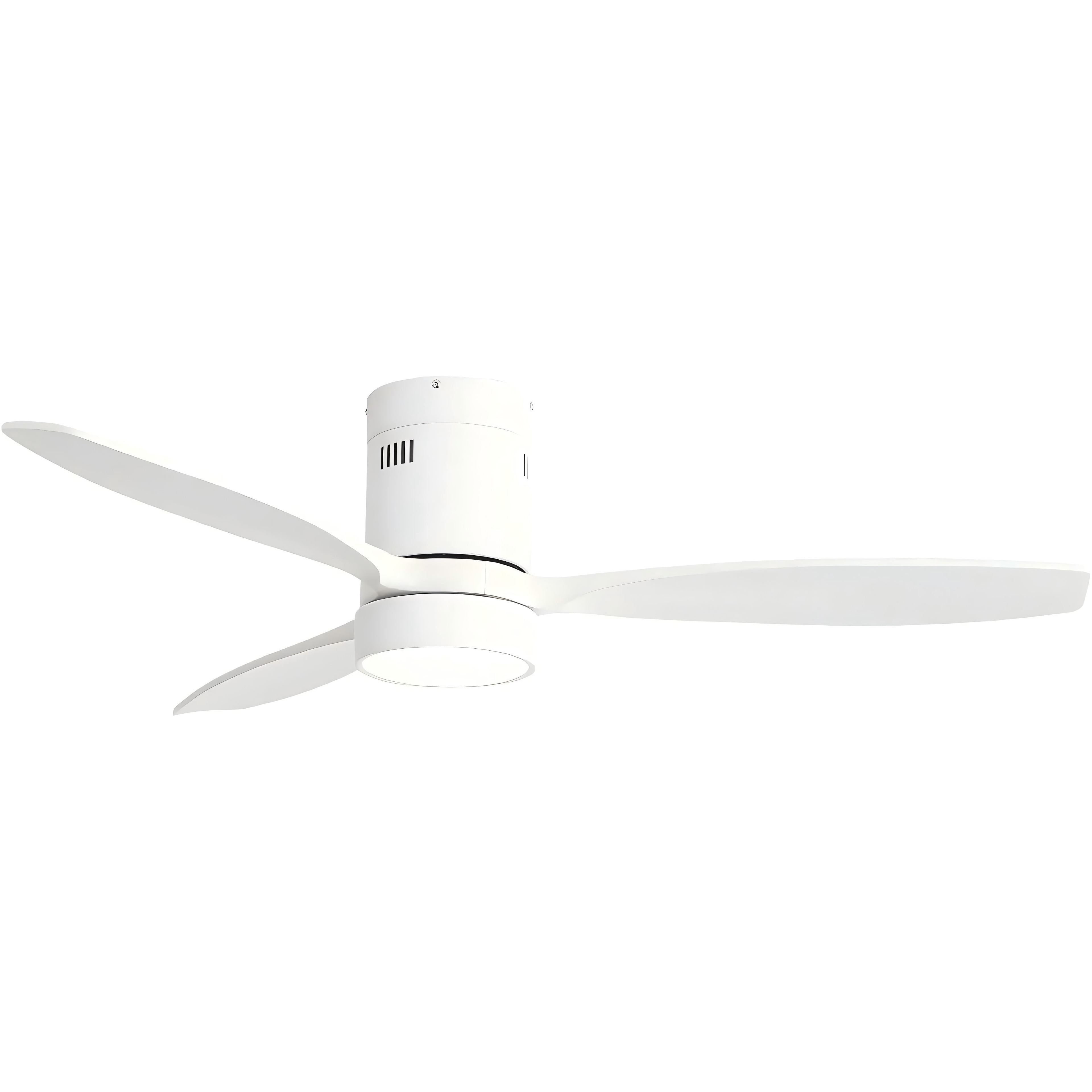 Sofucor 52 inch Wood Low Profile White Ceiling Fans with Lights and Remote, Modern Flush Mount Quiet Ceiling Fan for Bedroom, Reversible DC Moto