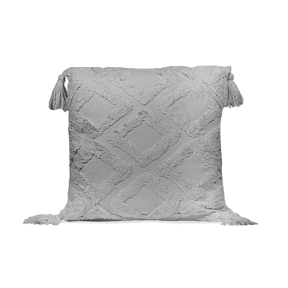Sol Living Pillows Throw Pillows Couch Pillows Bedroom Throw Pillows Bed Macrame Decor Boho Pillows Lumbar Pillow Cushion Sofa Pillows Living Room, 18 x 18 inches, Grey with Tassels