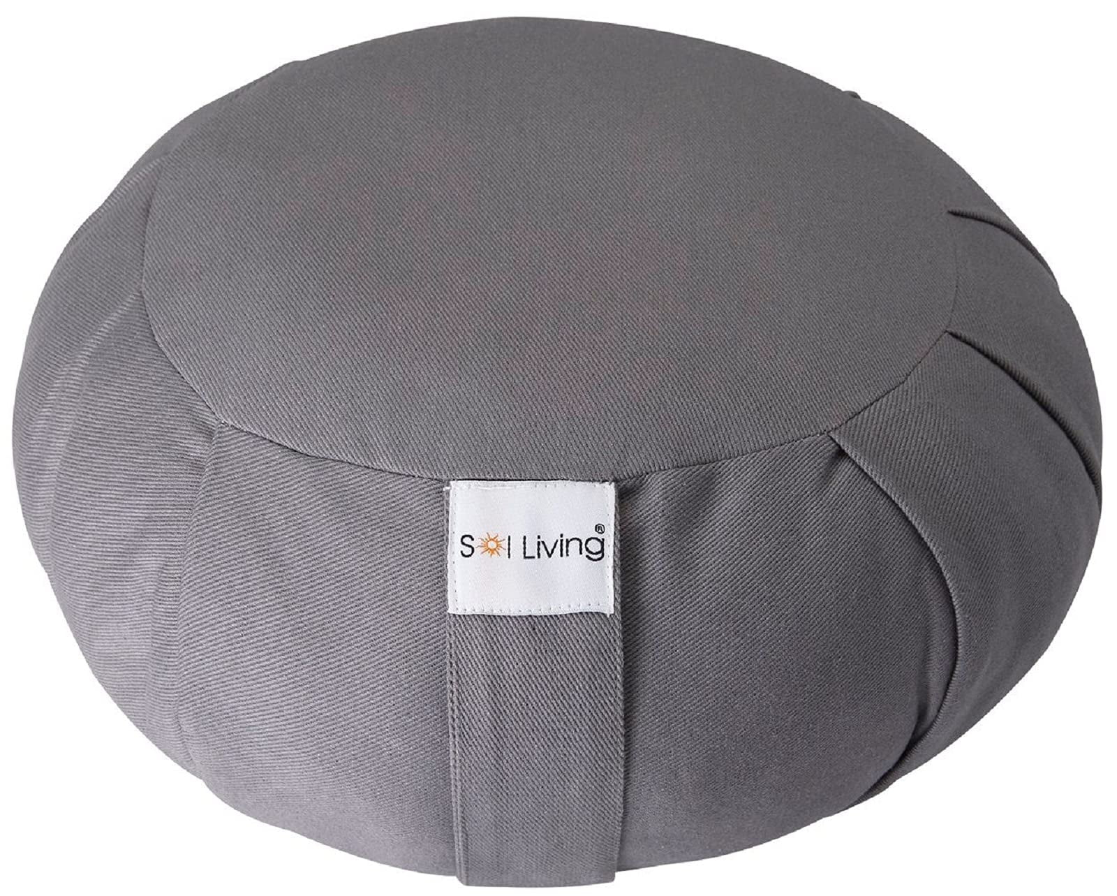 Sol Living Organic Cotton Zafu Meditation Cushion Meditation Cushion with Full Back Support and Core Stability Durable Eco-Friendly Meditation Pillow Grey