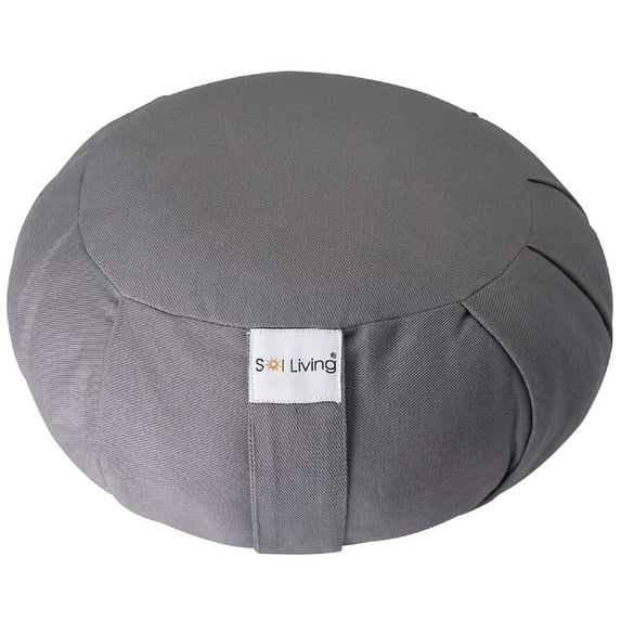 Sol Living Organic Cotton Zafu Meditation Cushion Meditation Cushion with Full Back Support and Core Stability Durable Eco-Friendly Meditation Pillow Grey