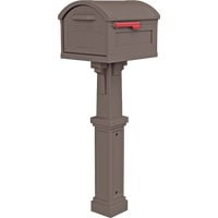 Gibraltar Mailboxes Grand Haven Classic Plastic Post Mount Mocha Mailbox