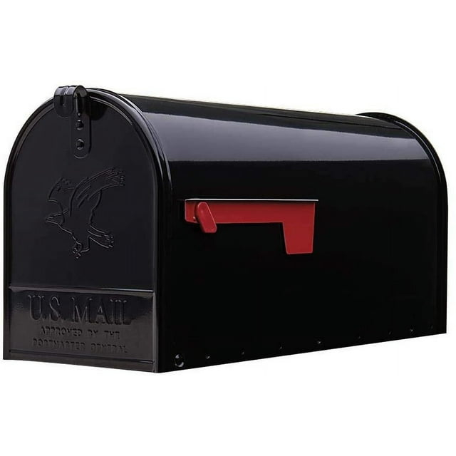 Gibraltar Mailboxes Elite Classic Galvanized Steel Post Mount Black Mailbox