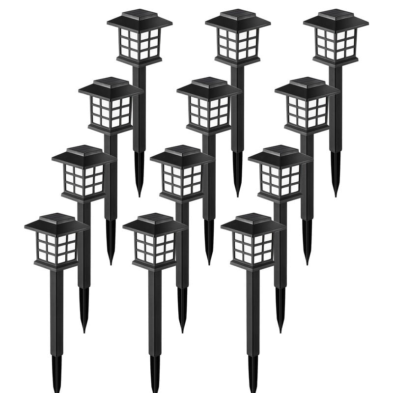 12 Pack Solar Lights Outdoor Waterproof - Easy Install LED Pathway Lights for Garden, Yard, Patio, No Tools Needed, White Light, Dusk to Dawn (Weatherproof)