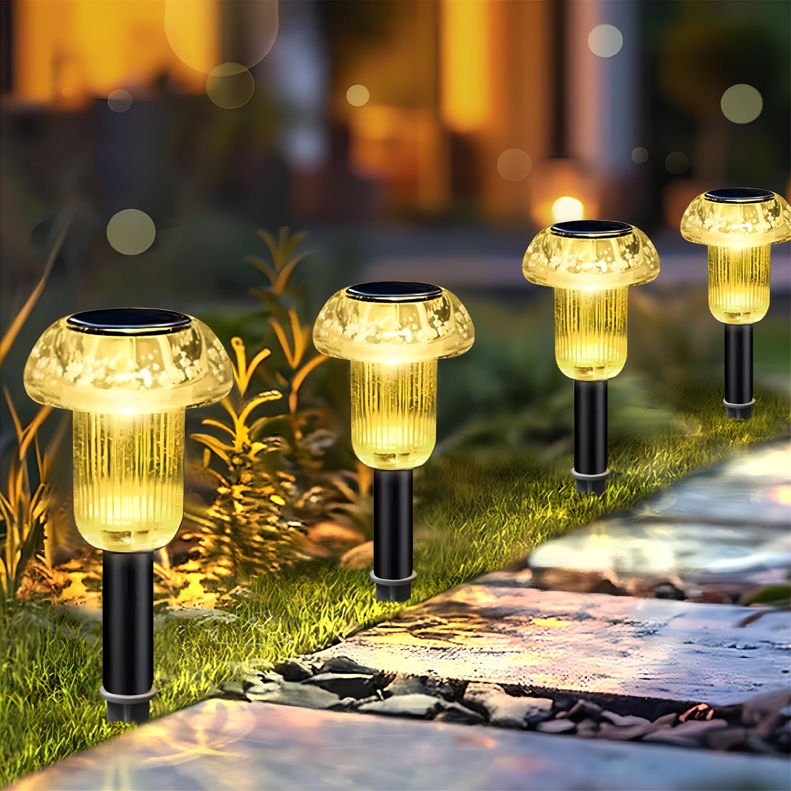 YTKUS 6 Pack Solar Pathway Lights Solar Garden Lights Outdoor LED Waterproof Color Changing Outdoor Solar Lights for Yard Garden Decor Outside Decor,Warm White