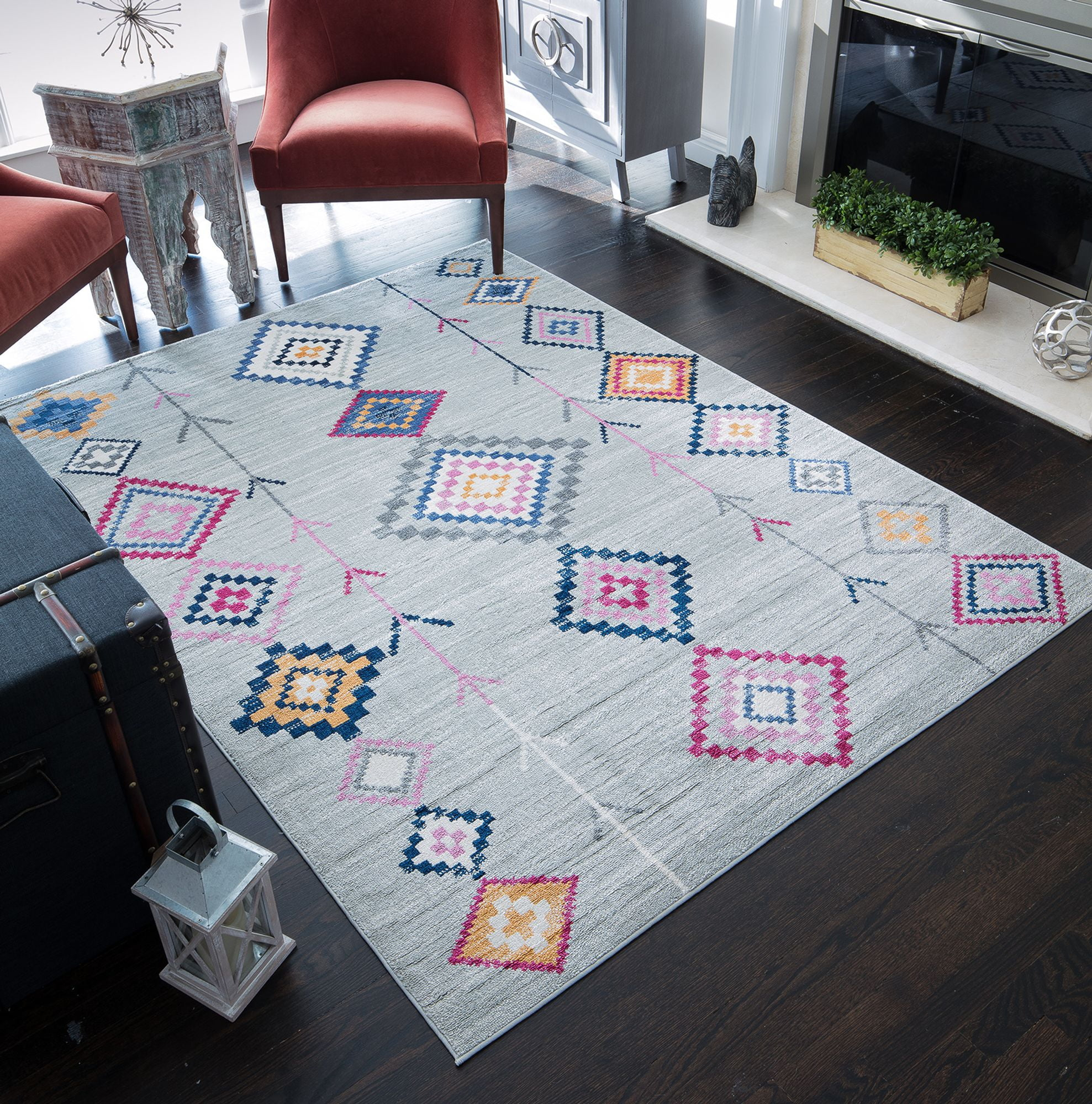 Rugs America Soleil BR15B Light Gray Area Rug for Dining Room Rug Neutral Rug Living Room Rug Kitchen, 5'3"x7'