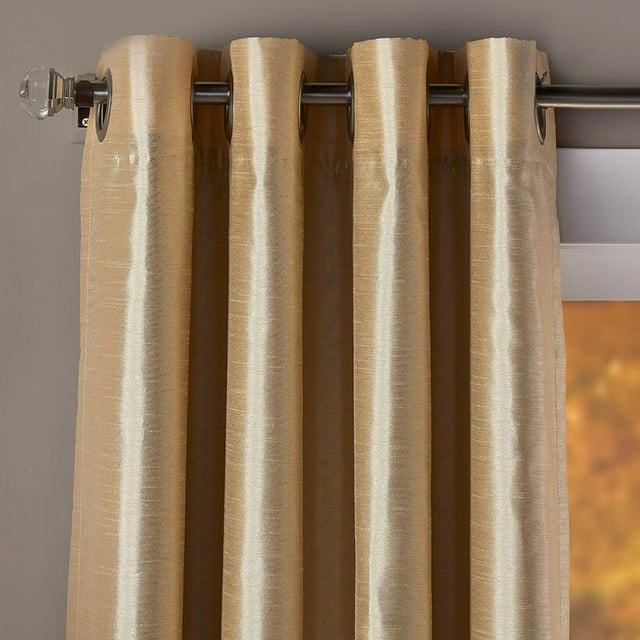 The Lakeside Collection Solid Faux Silk Blackout Curtains - Champagne 63"