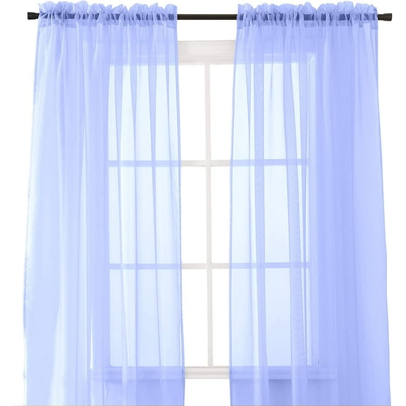 2-Piece Multipurpose Solid Colored Drapes, Sheer Window Curtains with 2 inch Rod Pocket, 60 X 84 inches, Lavender