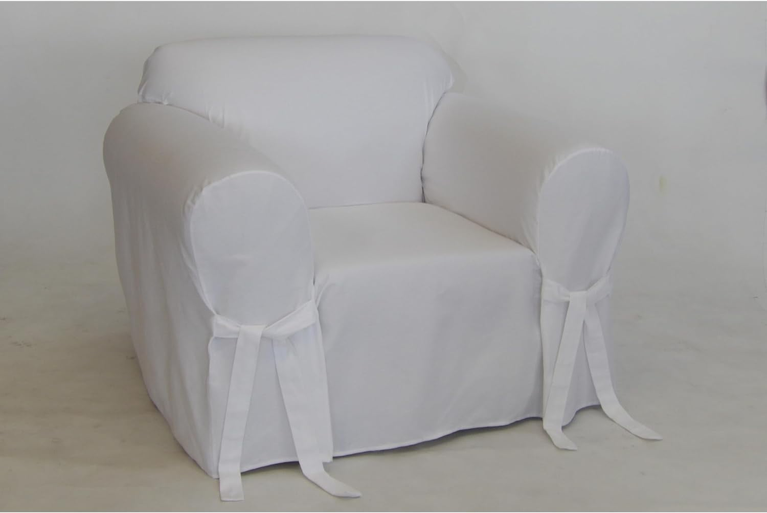 Cotton Twill One Piece Chair Slipcover in White