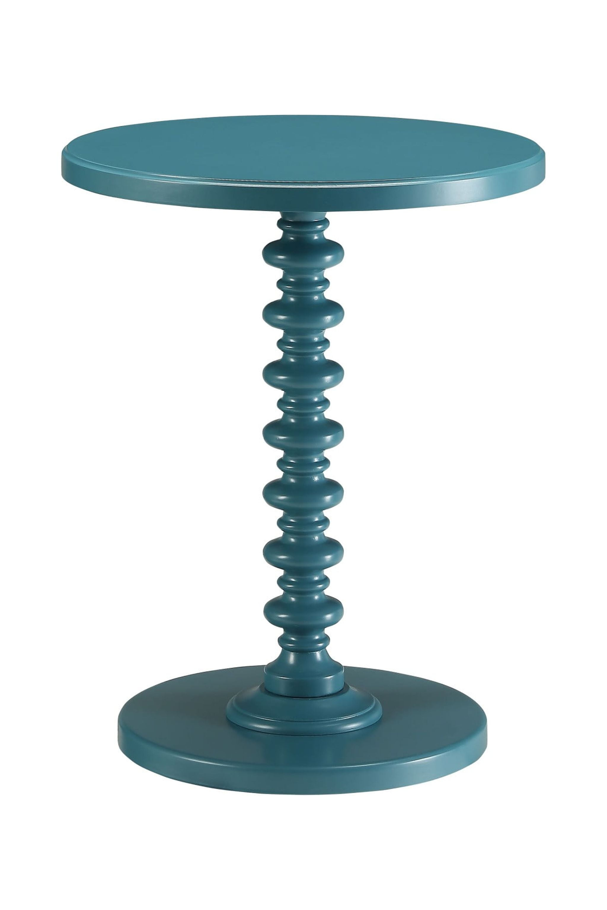 Fun Teal Wood Pedestal End Table