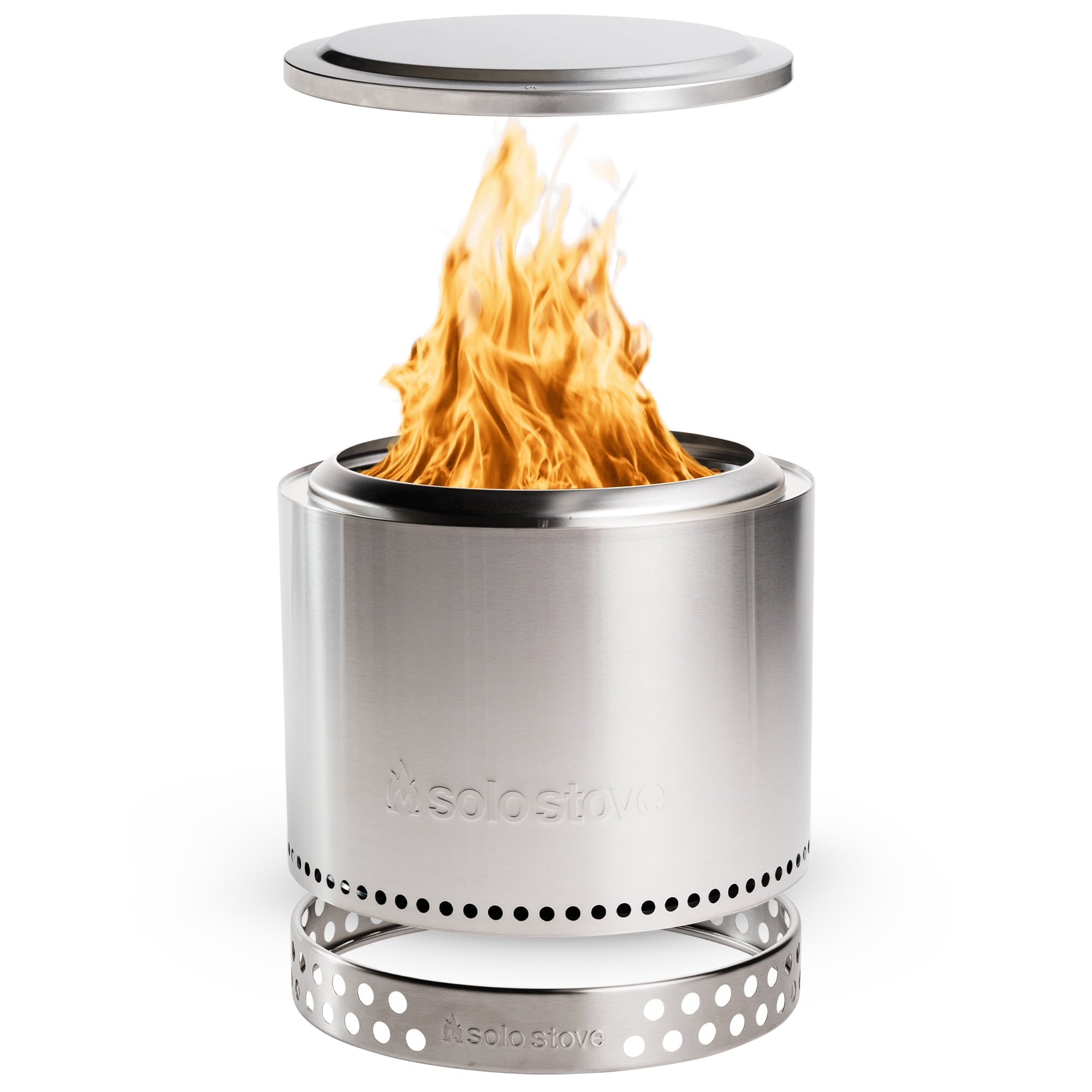 Solo Stove Bonfire Essential Bundle 2.0 | Incl. Smokeless Fire Pit, Stand, Lid, Camping Accessories, Portable for Wood Burning, Removable Ash Pan, Stainless Steel, H: 16.75in x Dia: 19.5in, 21.75lbs