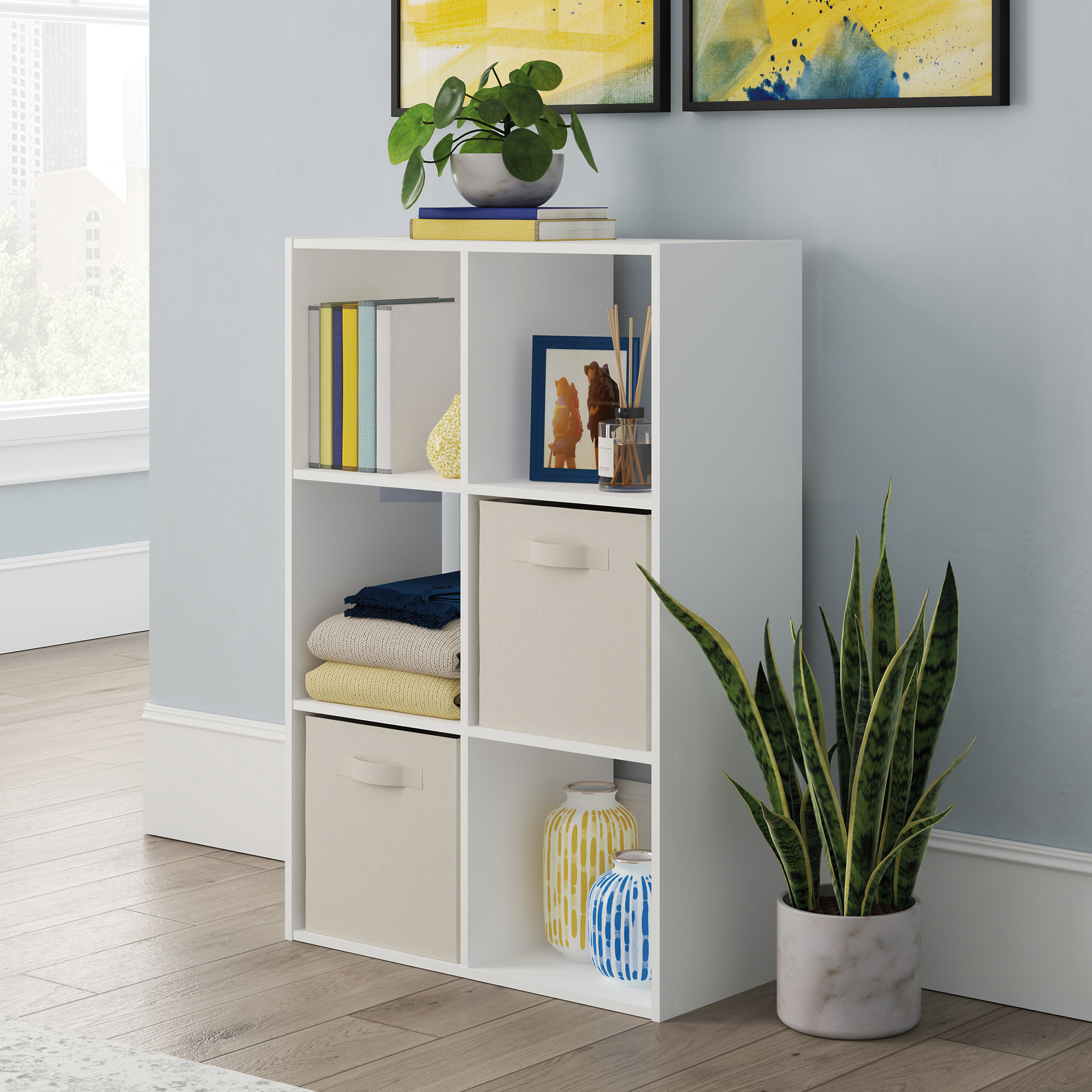Solutions by Sauder 6-Cube Organizer Storage Cubby Unit in White, White Finish