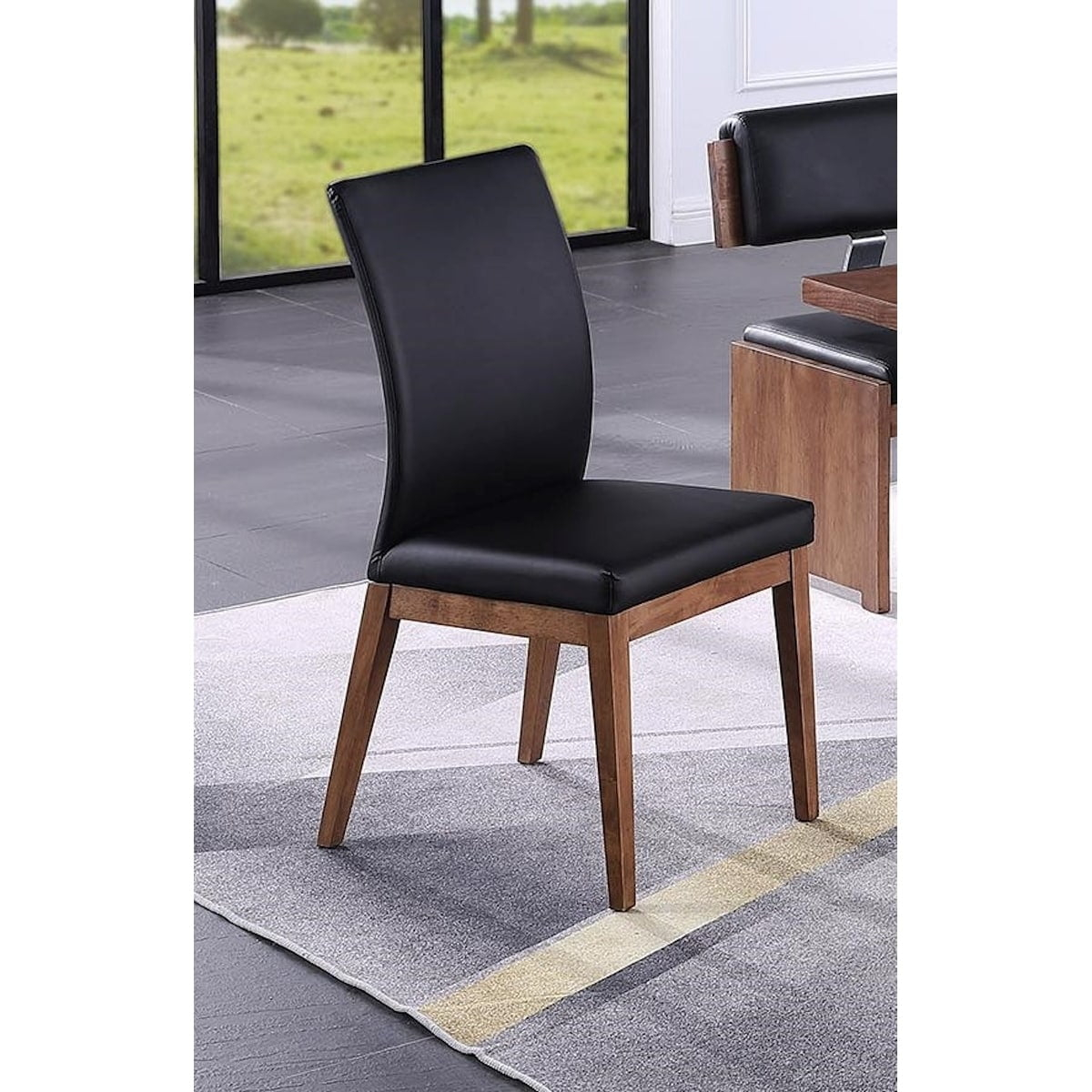 Somette  Emily Black Curved Back Side Chair with Wood Frame, Set of 2