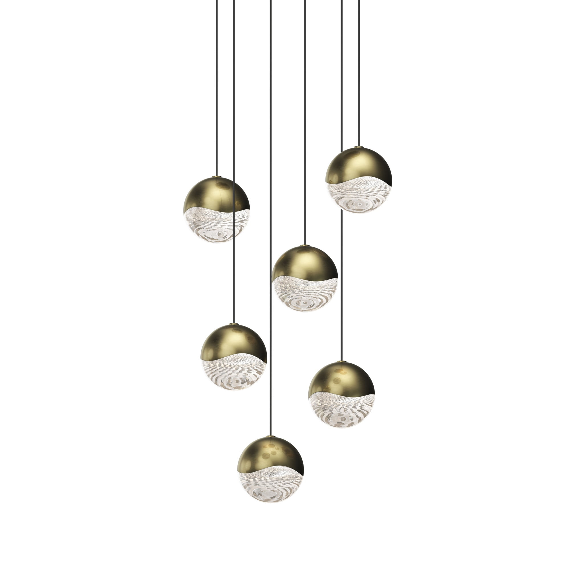 Sonneman 2915-Med Grapes 6 Light 12" Wide Led Suspension Multi Light Pendant - Brass