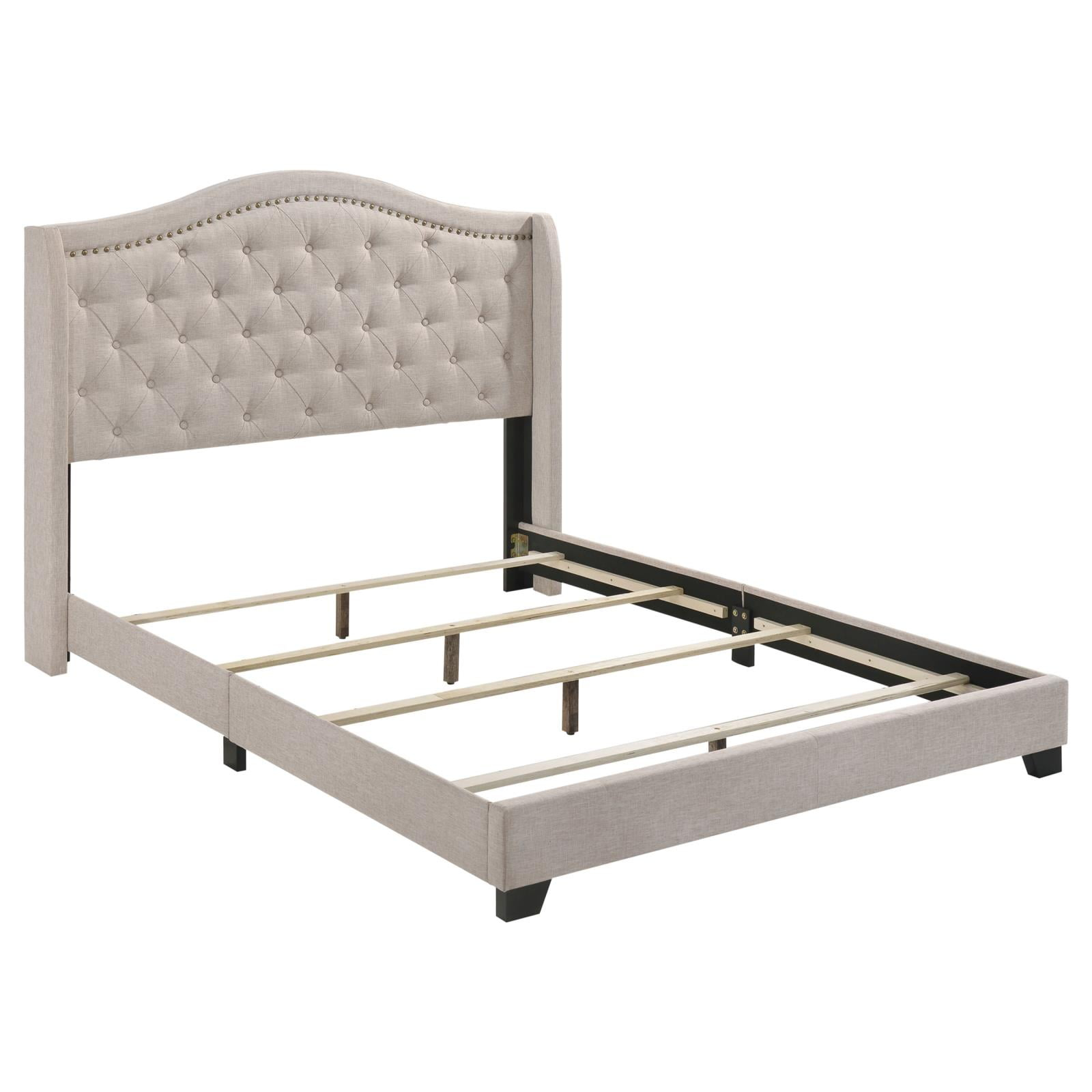 Coaster Sonoma Transitional Fabric Upholstered Camel Back Eastern King Bed Beige