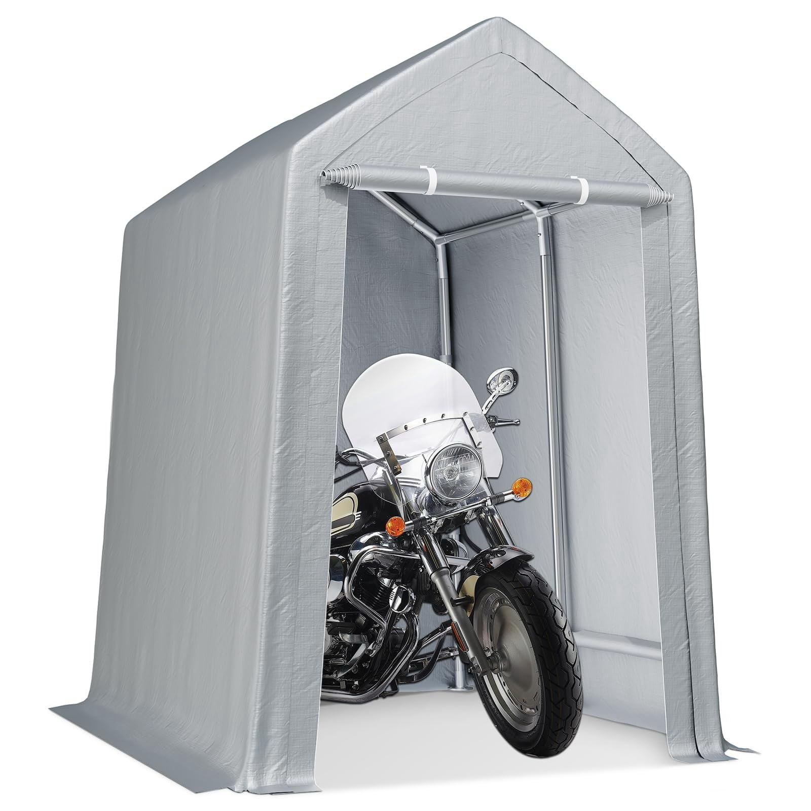 Soonbuy 12" x 12"Outdoor Storage Shelter Shed- Heavy Duty Storage Tent with Roll-up Zipper Door , Portable Garage Storage shed for Bike, Motorcycle Shelter, Gray