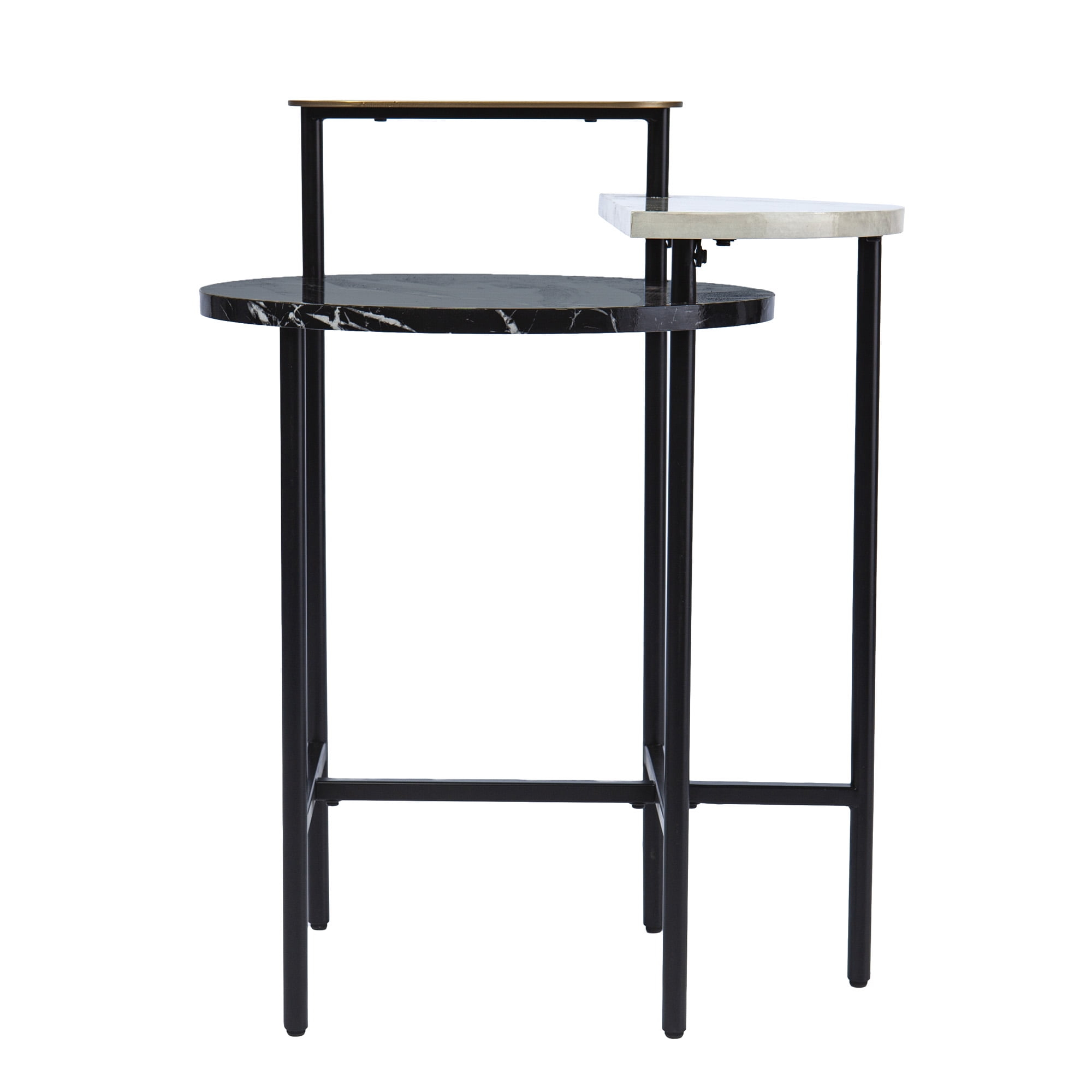 SEI Furniture Arcklid Metal-Faux Marble End Table with Storage in Black