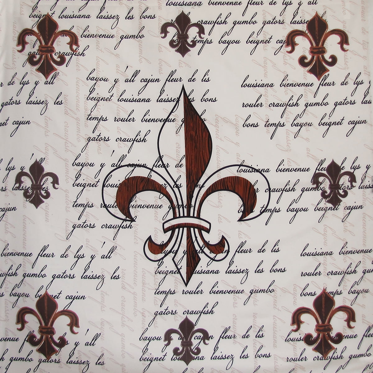Southern Pride Fleur De Lis Fabric Shower Curtain Lily Bathroom Accessories French Country Home Decor