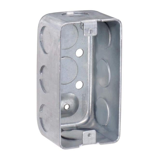 Southwire G19281-UPC 4 x 2 x 1.87 in. Steel Metallic 1-Gang Drawn Handy Box with KO & Raised Ground