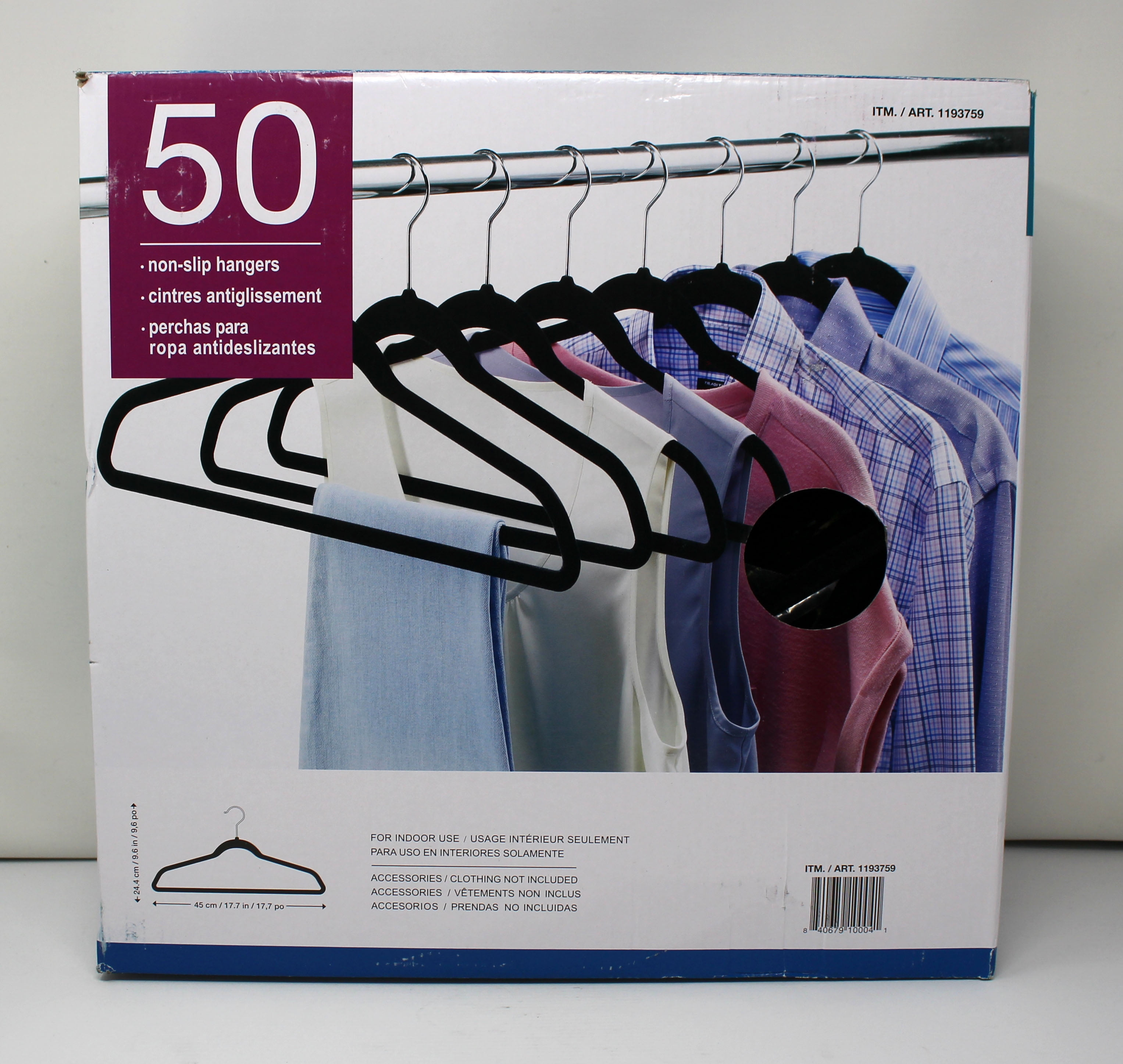 Space Saving Non Slip Hangers, 50 Pack, Black