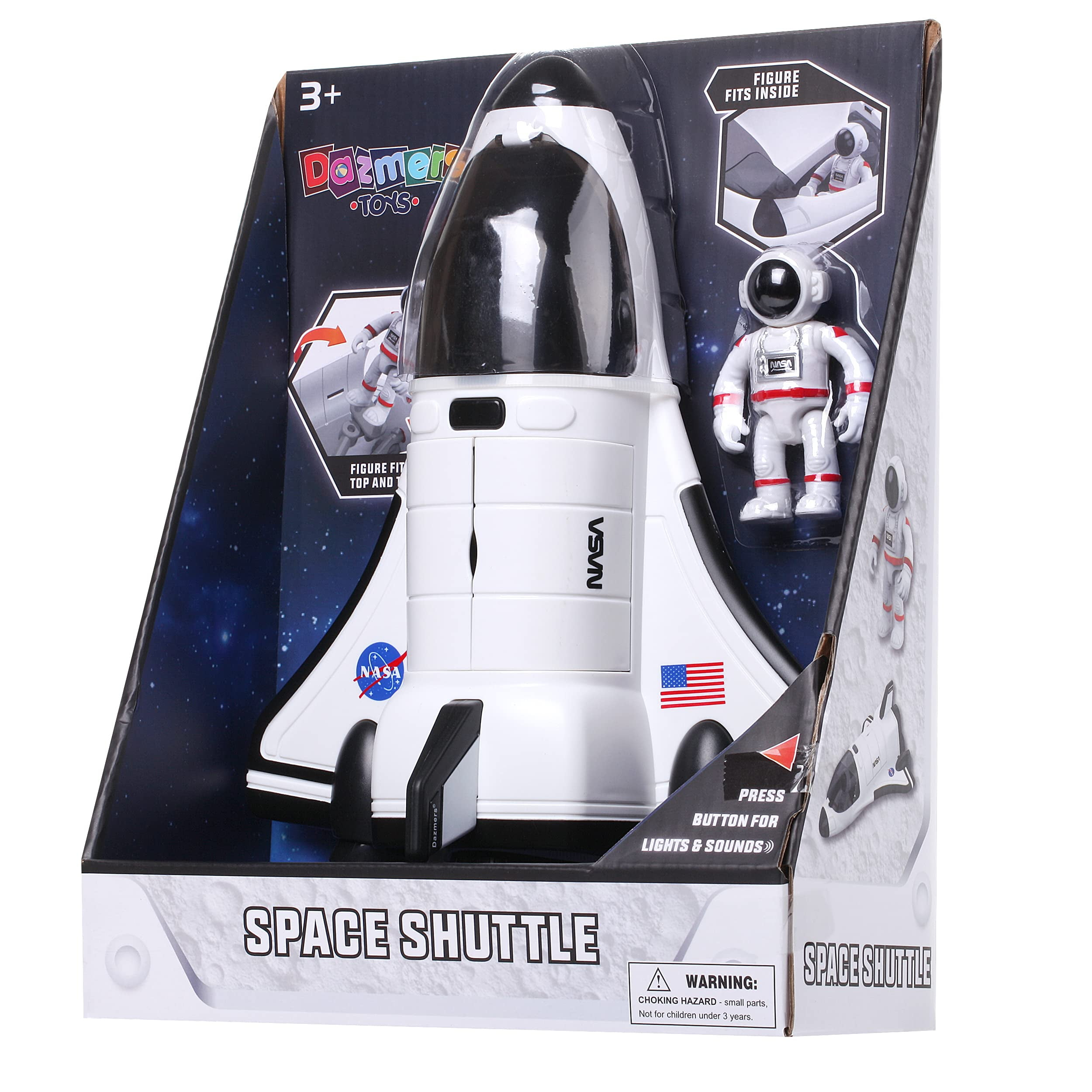 Space Shuttle Toy with Astronaut Figure, Lights Up with Light and Blast Off Sound Effects