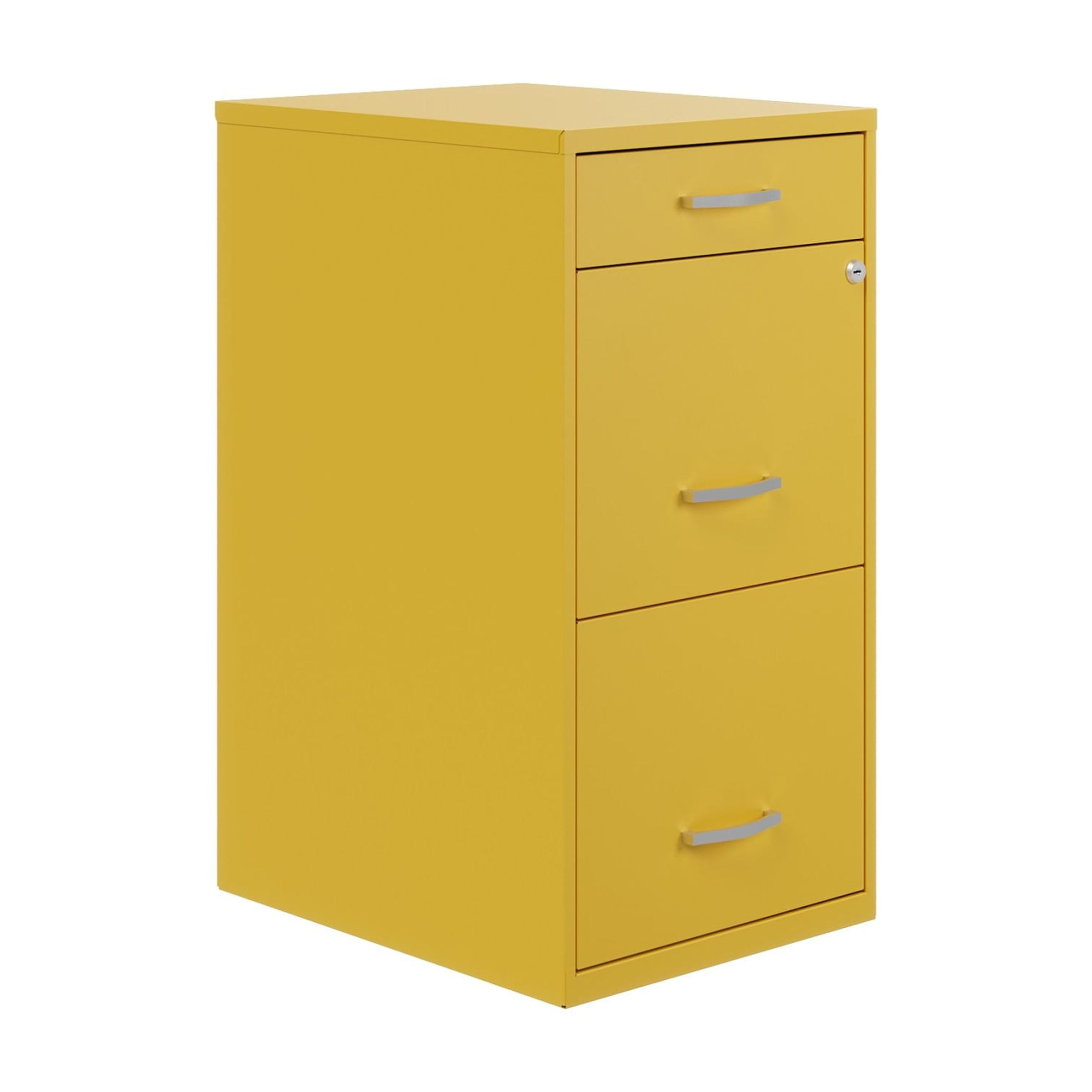 Space Solutions 3 Drawer Letter Width Vertical File Cabinet with Pencil Drawer, Yellow
