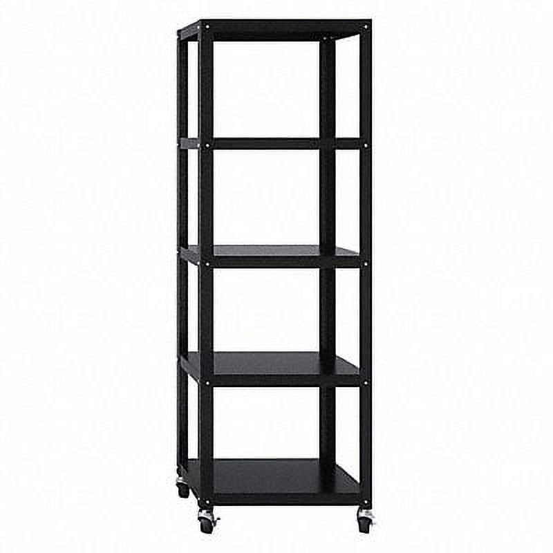 Space Solutions Ready-to-Assemble 72"H Mobile 5-Shelf Bookcase in Black
