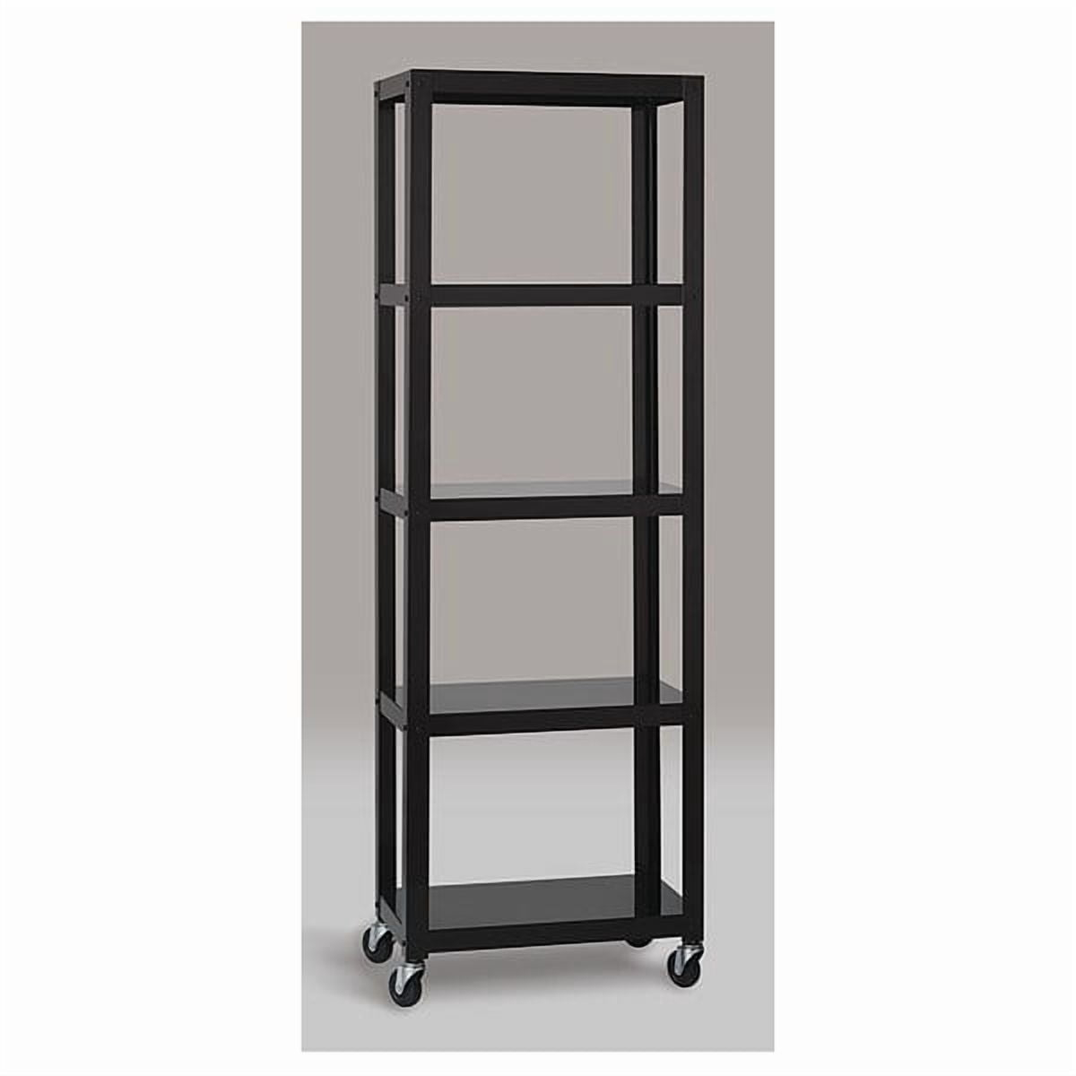 Space Solutions Ready-to-Assemble 72"H Mobile 5-Shelf Bookcase in Black