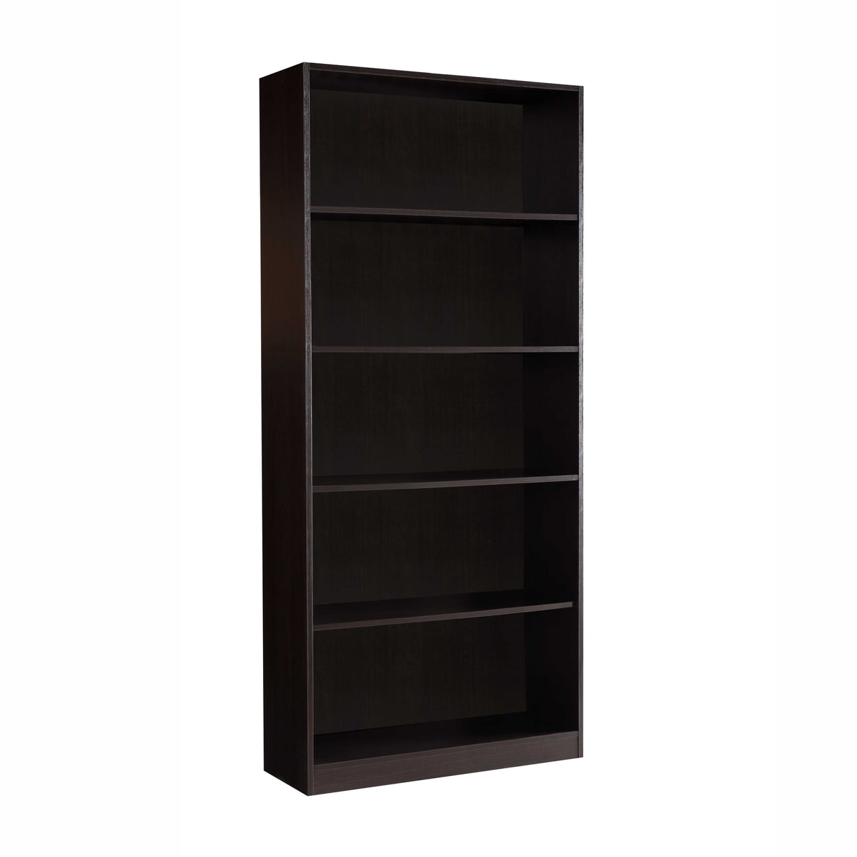 Spacious Dark Brown Finish Bookcase With 5 Open Shelves. - Saltoro Sherpi