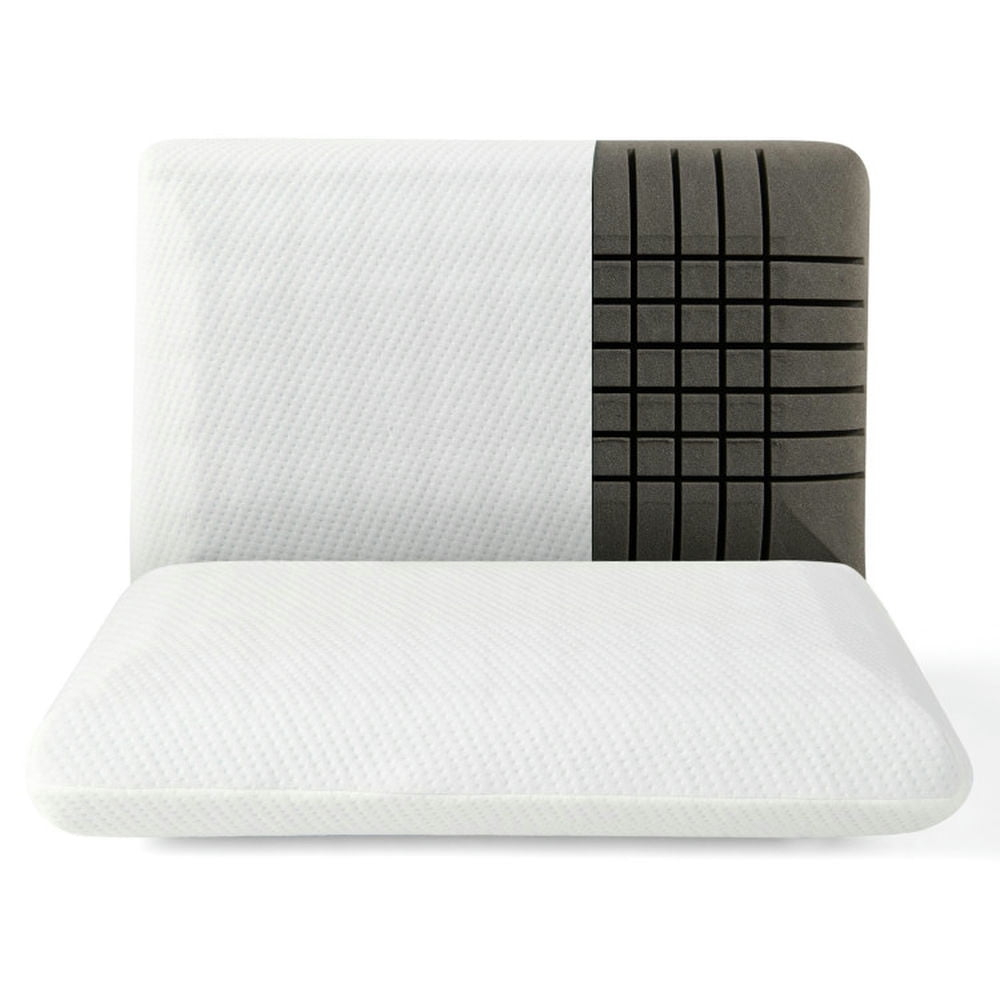 Canddidliike 2 Pieces Bamboo Charcoal Memory Foam Pillow for Pain Relief Sleeping,