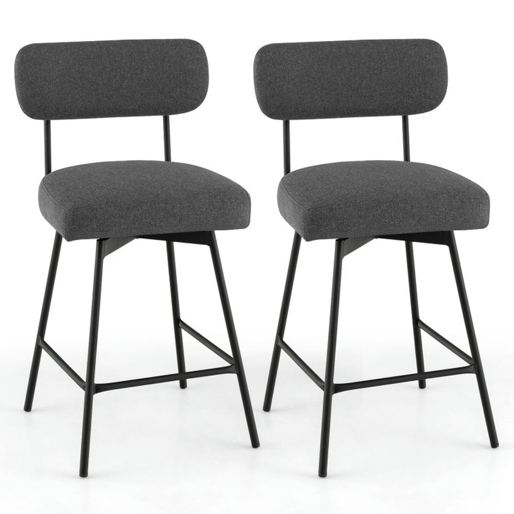 Kadyn Bar Stools, Barstools, Counter Stools, Island Stools, Bar Chairs,25 Inch 2-Piece Modern Upholstered Bar Stools with Back and Footrests-Gray
