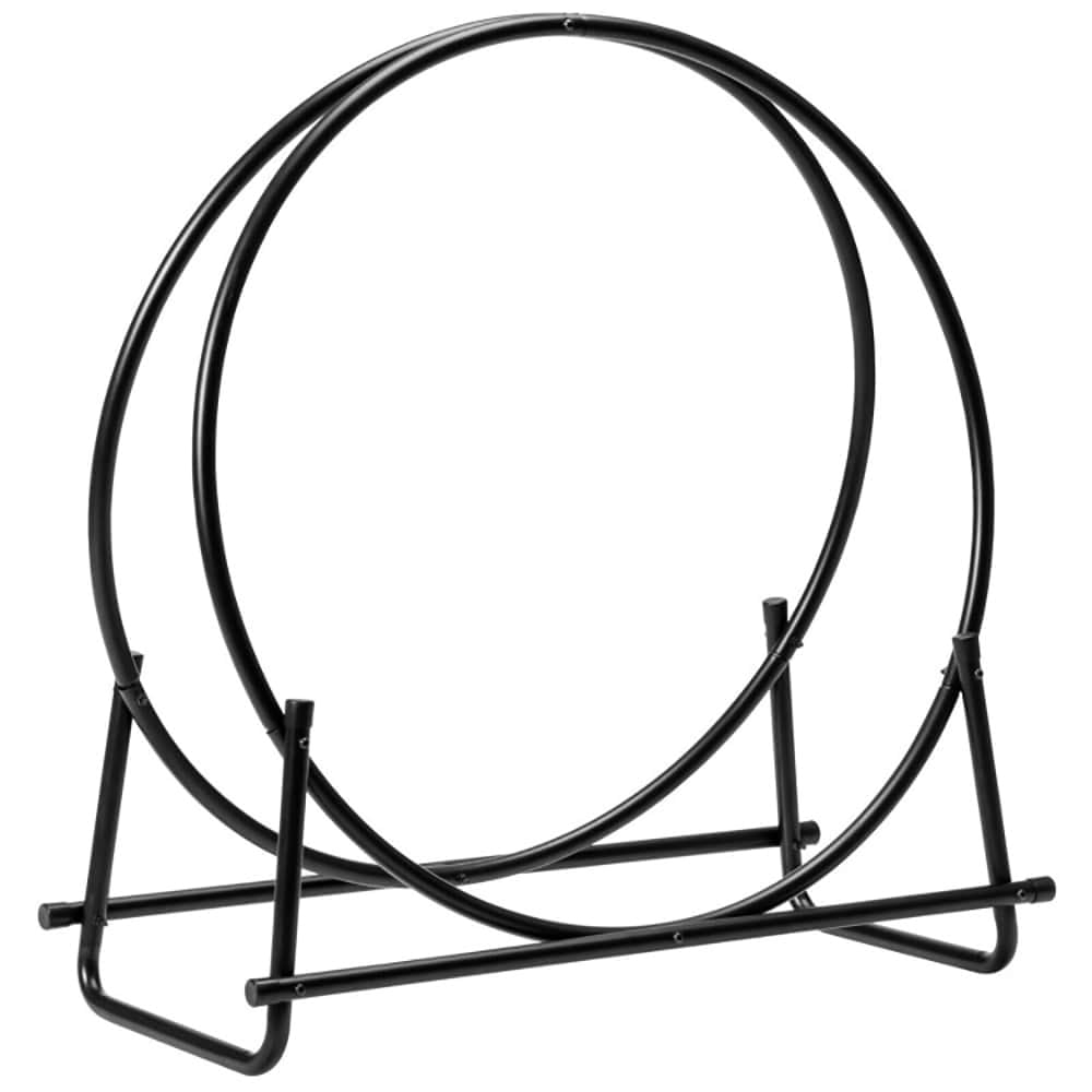 Yardi Yard 30-Inch Tubular Steel Log Hoop Firewood Storage Rack, Firewood Rack Outdoor, Heavy Duty Fire Logs Stand Stacker Holder for Fireplace Metal Lumber Storage Carrier Organizer