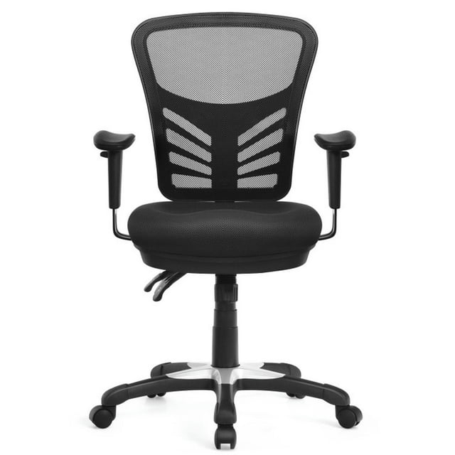 Spaco Ergonomic Mesh Office Chair with Adjustable Back Height and Armrests-Black, Home Office Computer Desk Chair, Ergonomic Office Chair for Bedroom,Study